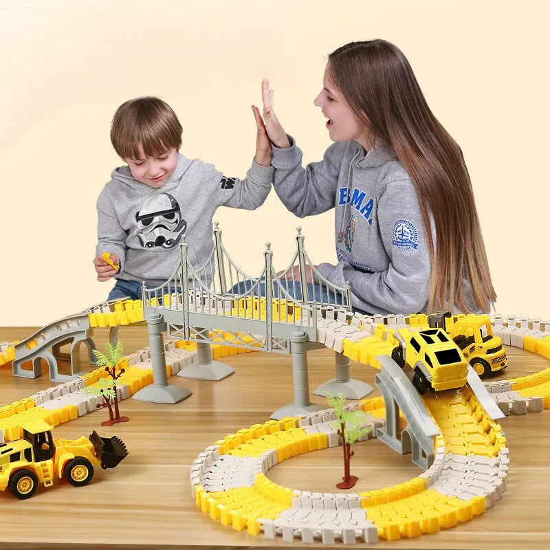 Children Electric Track Toy Car Engineering Minin Car Set Kids Puzzle Boy Toys Track Car Train Toys For Children Birthday Gift