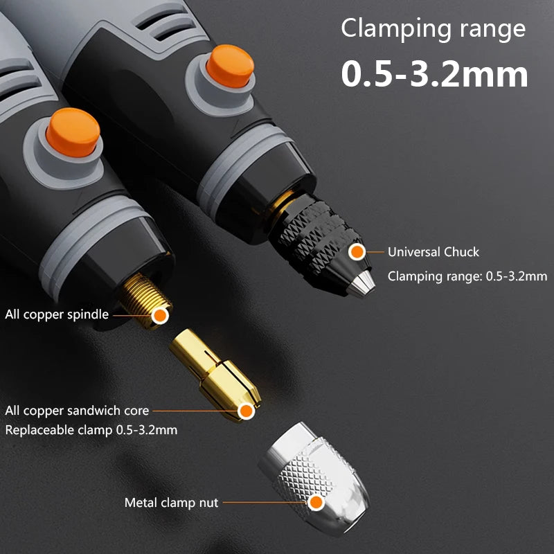 35W USB Cordless Rotary Tool Dremel DIY Mini Drill Engraving Pen Electric 3 Speed Mini Wireless Drill Set 8500r-21000r/min