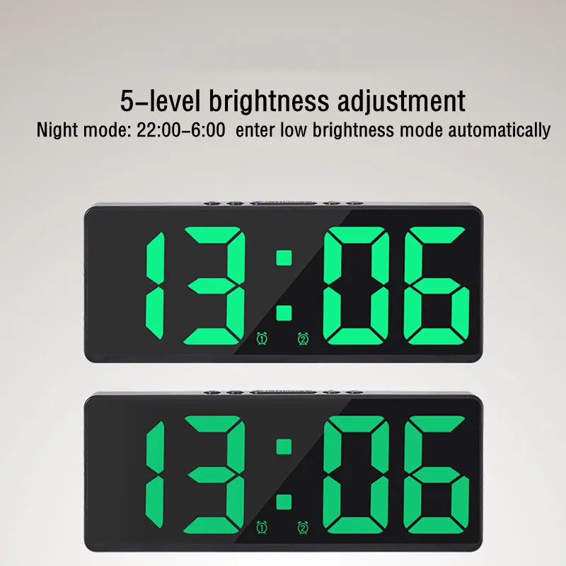 Acrylic/Mirror Digital Alarm Clock Voice Control (Powered By Battery) Table Clock Snooze Night Mode 12/24H Electronic LED Clocks