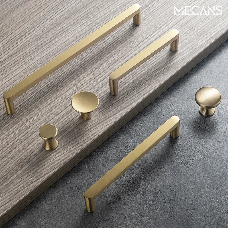 Cabinet Handle Drawer Wardrobe Pulls Solid Brass Cupboard Pull Dresser Knob Brass Furniture Long Handle Cocina Accesorio