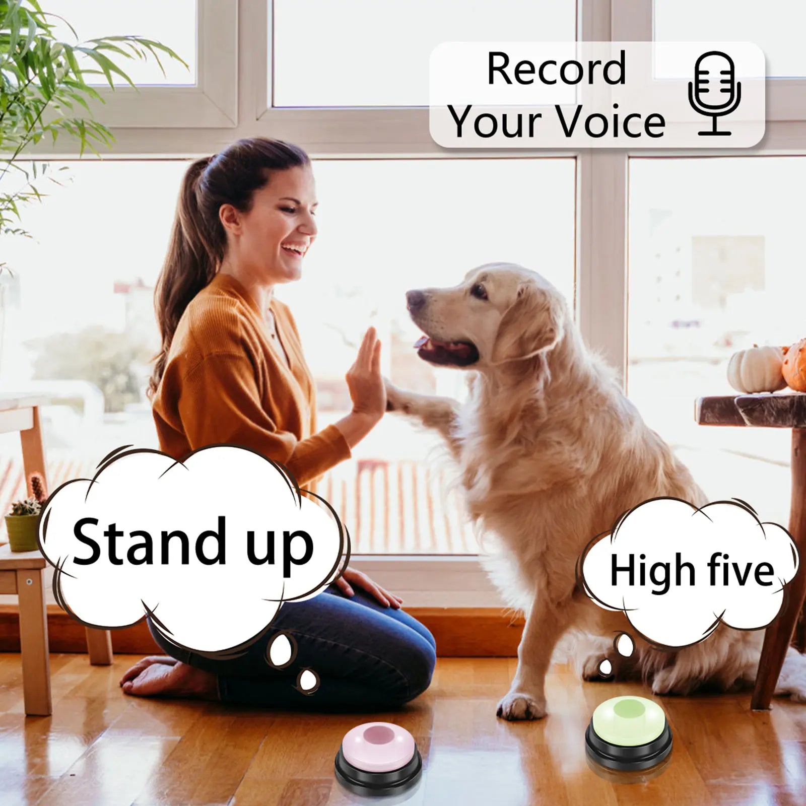 4Pcs Dog Button with Light Dog Toys Talking Button Buzzer Pet Training Button Fun Voice Recording Button for Dogs Pet Speech