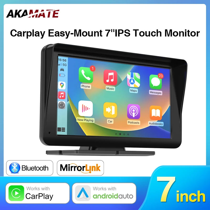 AKAMATE Universal Car Radio Monitor CarPlay Android Auto Multimedia Player Bluetooth WiFi AUX TF Card IPS Screen 7inch 2din