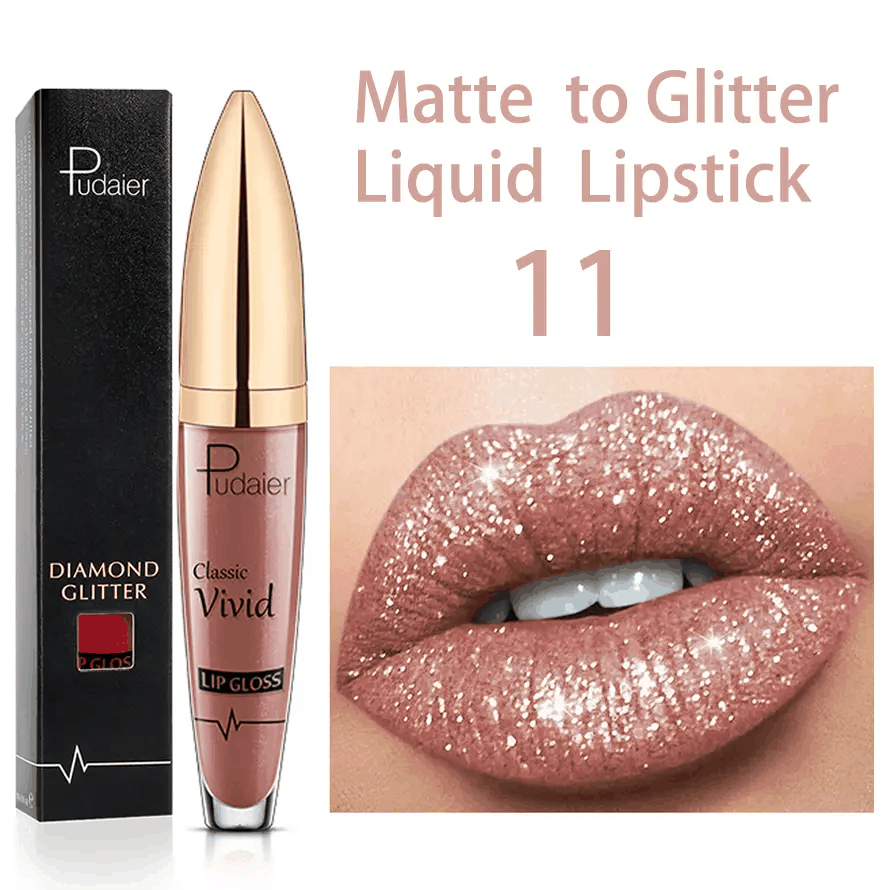 18 Colors Glitter Lip Gloss Waterproof Long Lasting Diamond Matte To Shimmer Metallic Liquid Lipstick Women Lips Makeup Cosmetic - RY MARKET PLACE