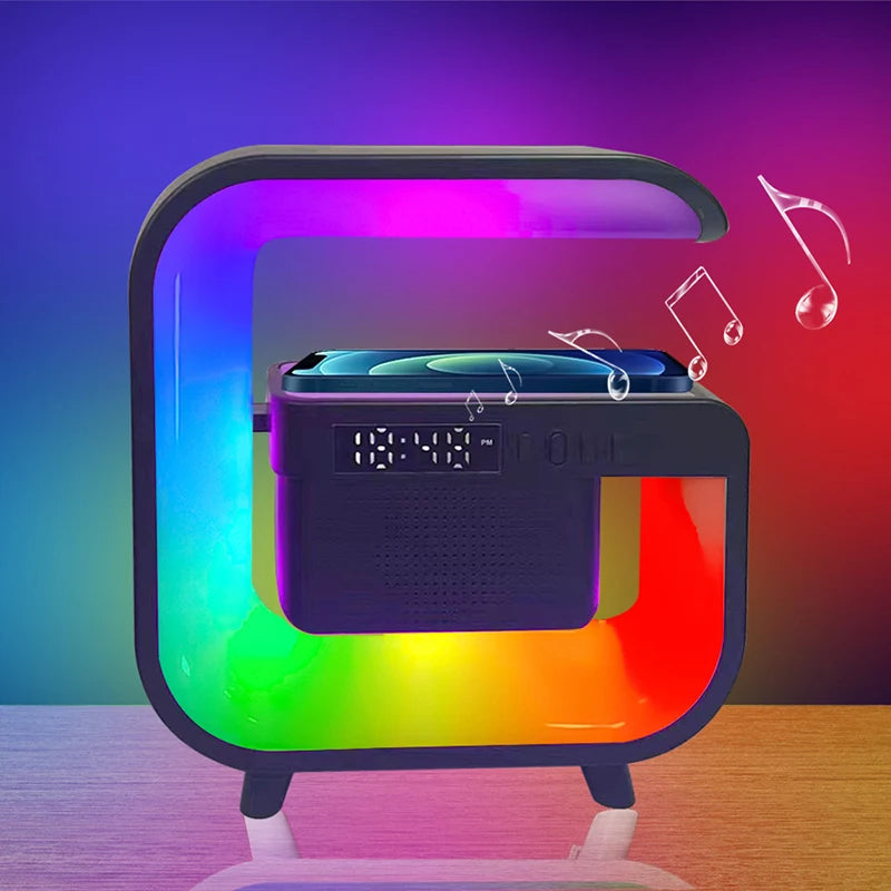 Multifunction Wireless Bluetooth Speaker Home Theater Sound System RGB Night Light Charging Station for iPhone Xiaomi Samsung