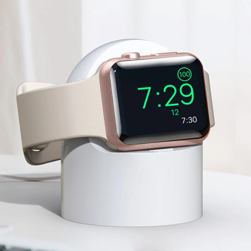 Charger Stand For Apple Watch Series Ultra/8/SE2/7/6/SE/4/3 49mm/45mm/44mm/42mm/41mm/40mm/38mm Durable Silicone Nightstand Mode