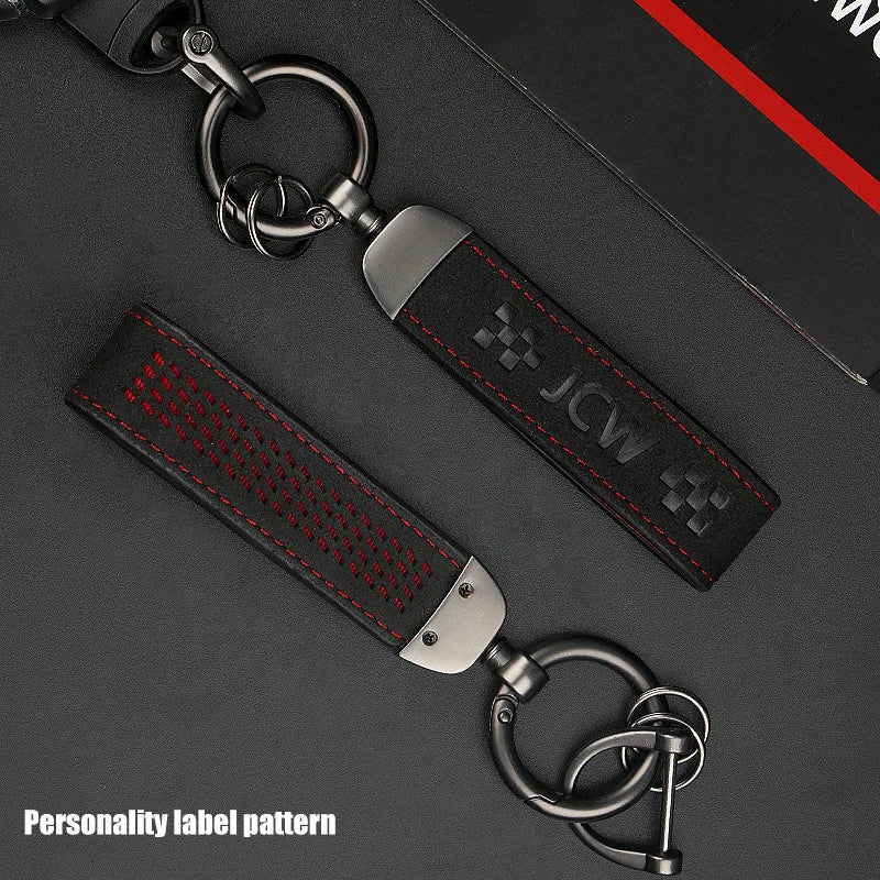 NEW Style Metal Leather Car Custom Keychain Suede Leather Keychain Car Logo For Mini Cooper One JCW Car Accessories