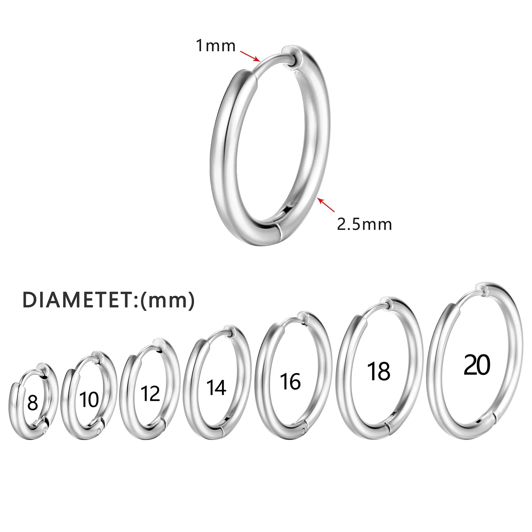 1Pairs/2Pcs Small Hoop Earrings Women Men Gold Silver Color Stainles Steel Round Circle Pendientes Mujer 2023 Anti-allergy