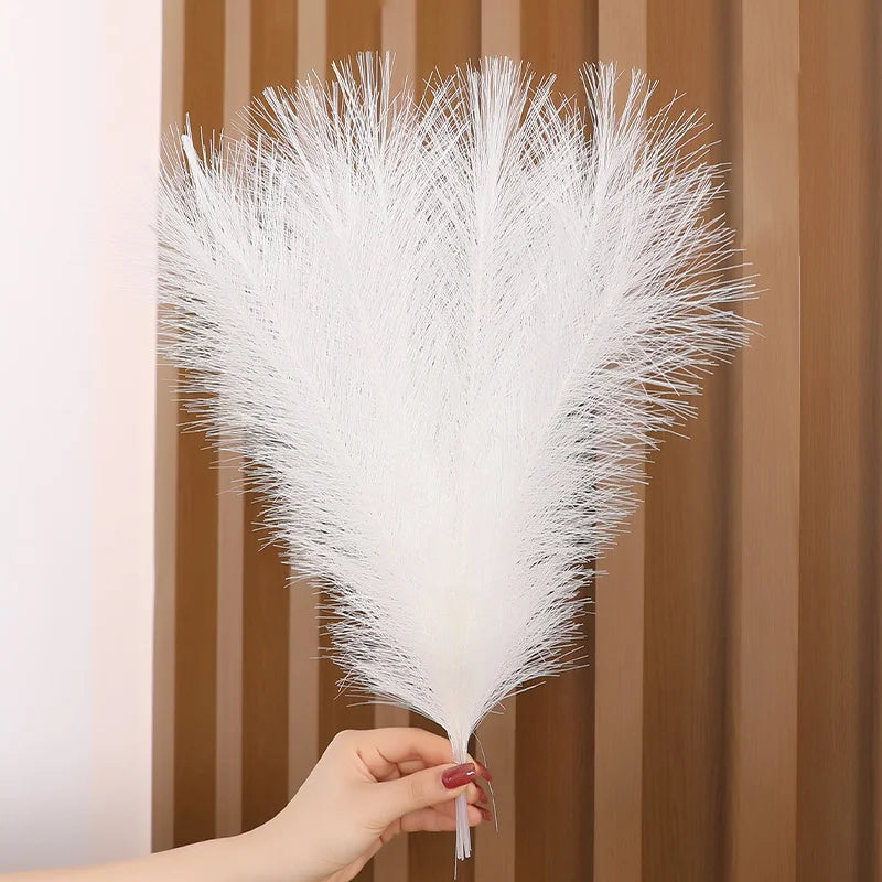 10pc 14in Pampas Grass Artificial Flowers Faux Reed Feather Fake Flower DIY Accessories Boho Home Room Wedding Floral Decoration