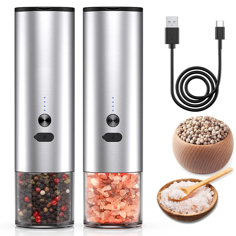 Electric Grinder Adjustable Rechargeable Flower Pepper And Salt Seasoning Grinder Kitchen Tools