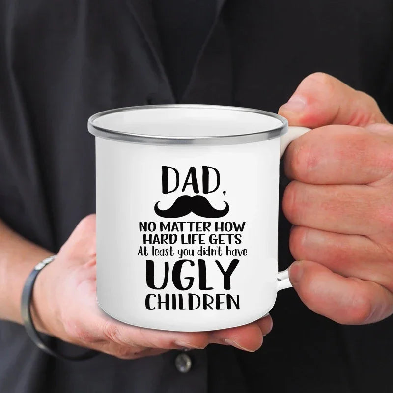 Dad Nutritional Facts Coffee Mug Enamel Cup for Papa Daddy Stepdad Father’s Day Gift Best Dad Ever Cups Dad Gifts From Kids