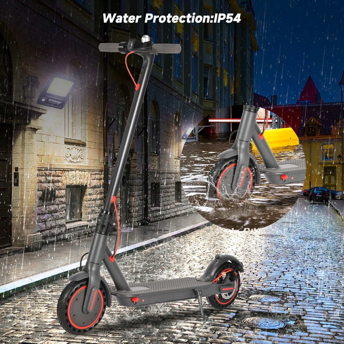 Electric Scooter, 8.5" Pneumatic Tire,N7pro Max 12 Mile and 15.5Mph Speed, EABS and Rear Disk Brake,foldable，Strong waterproof