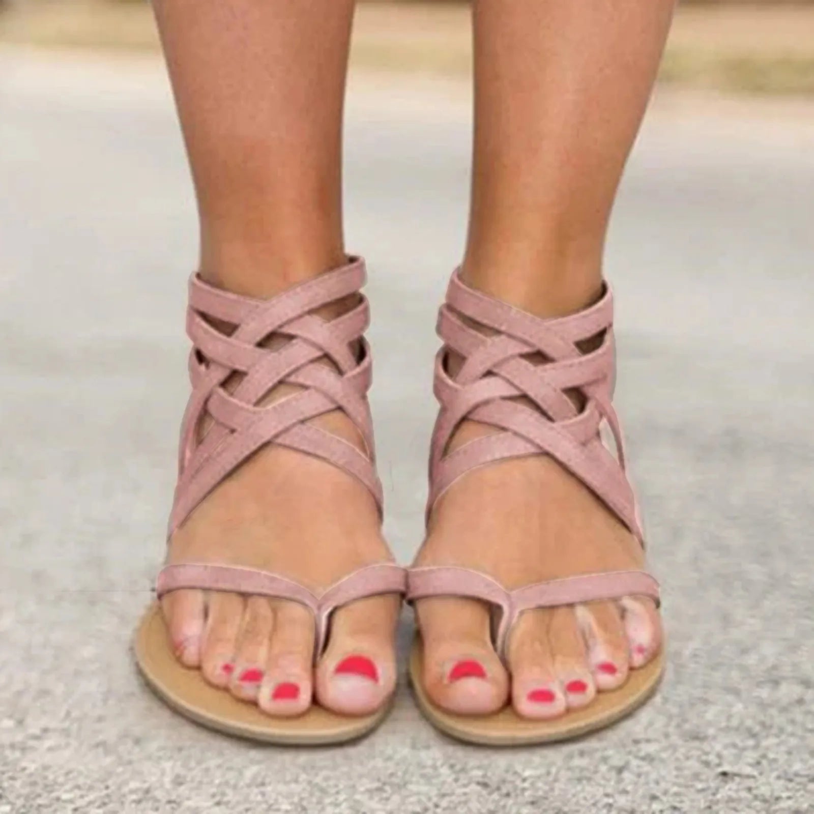 2023 Fashion Open Toe Sandals Summer Clip Toe Solid Rear Zipper Beach Breathable Flat Women Sandals Daily Dress Flat Shoes