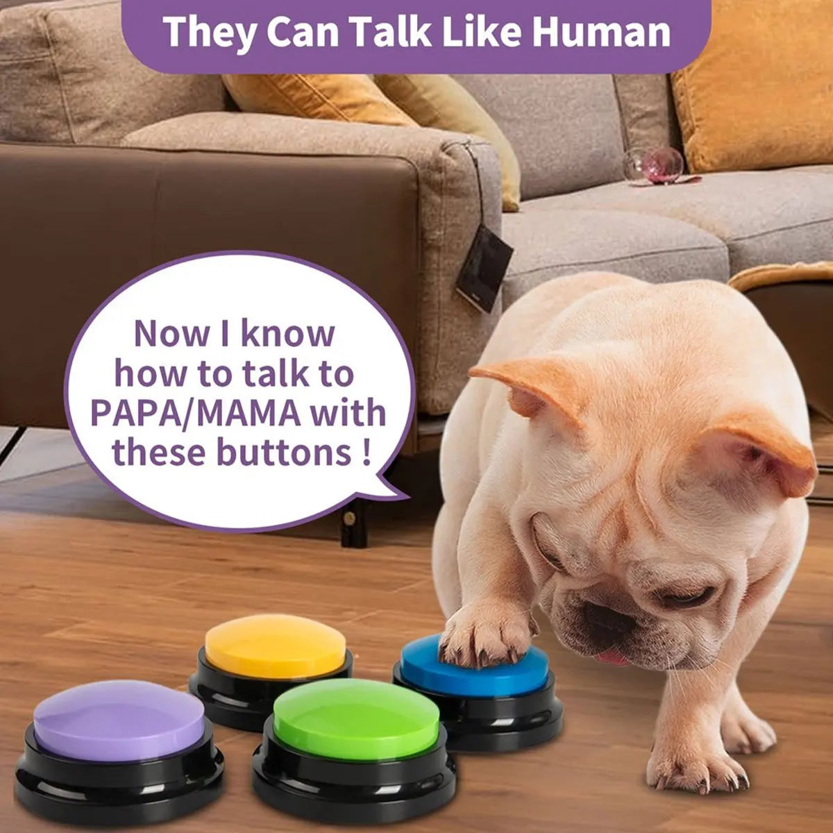 4Pcs Dog Button Pet Communication Button Pet Training Buzzer Voice Recordable Clear Talking Button interactive toy