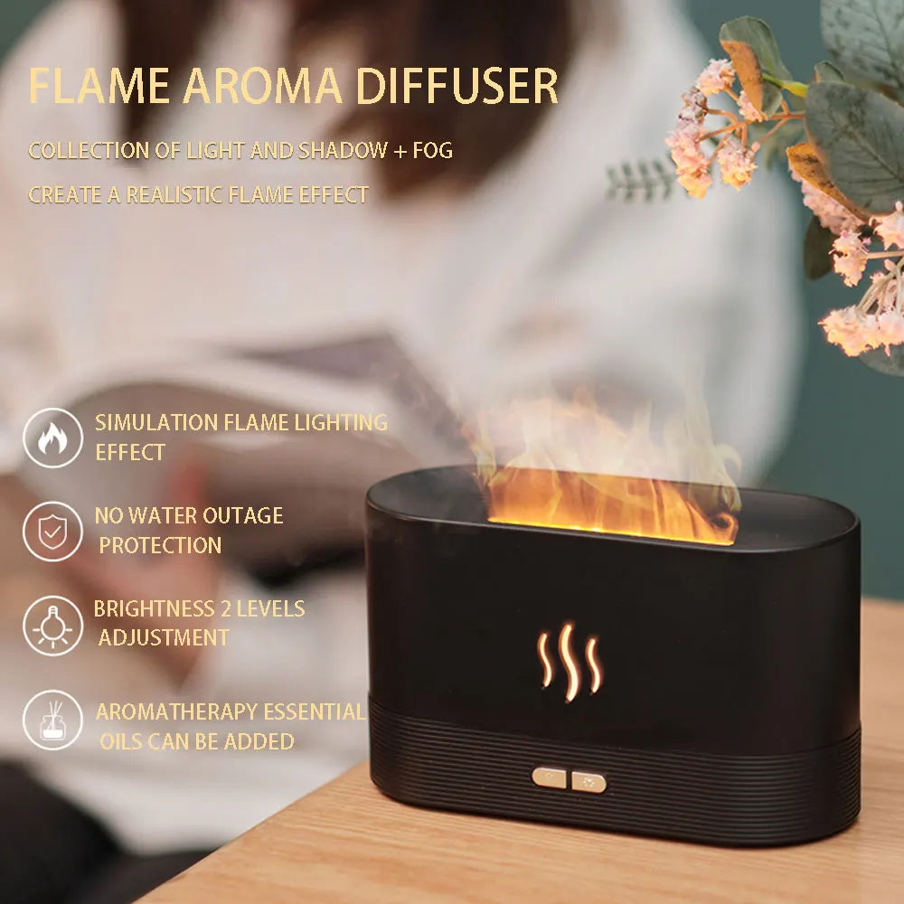 Portable aroma diffuser Simulation Flame USB Ultrasonic Humidifier Home Office Air Humidifier Aromatherapy Flame Lamp Difusor