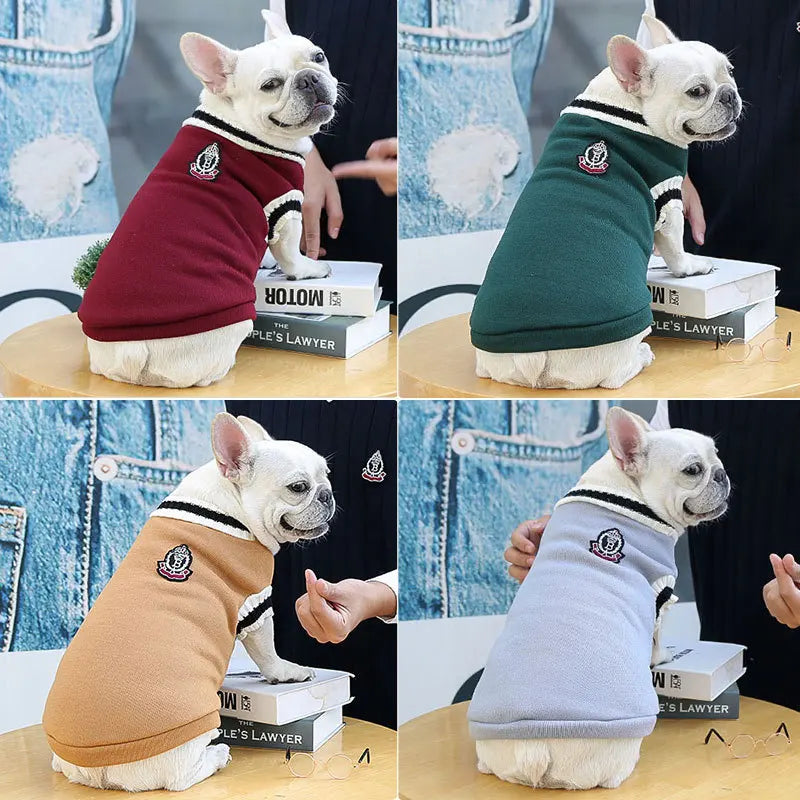 Dog Cat Sweater College Style V-neck Teddy knitted Vest Pet Puppy Winter Warm Clothes Apperal for Small Medium Large Dogs Cats