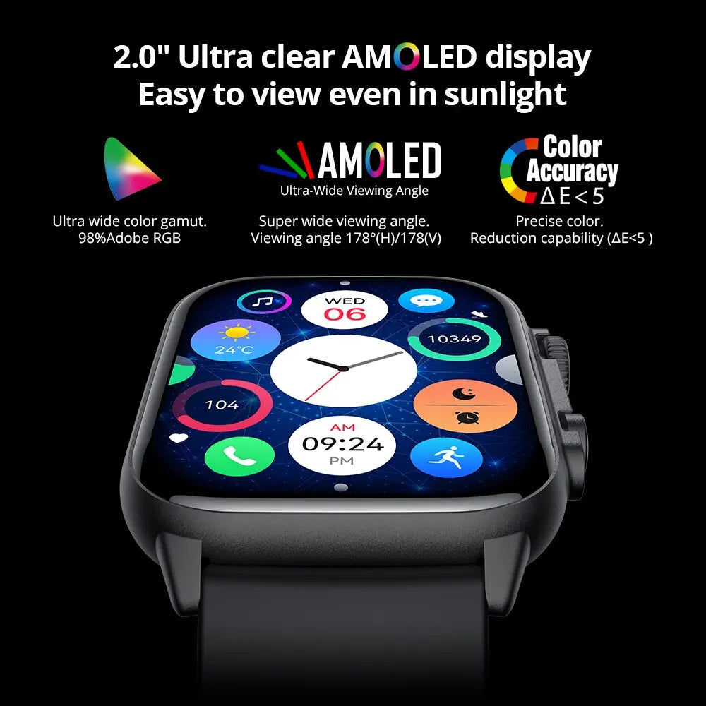 COLMI C81 2.0 Inch AMOLED Smartwatch Support AOD 100 Sports Modes IP68 Waterproof Smart Watch Men Women PK Ultra Series 8