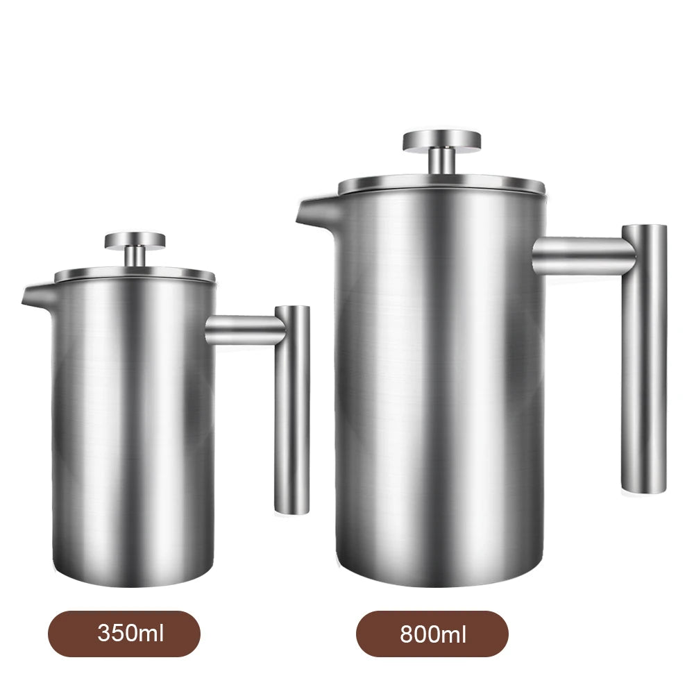 350-800ml Large Capacity Espresso Coffee Machine Tea Maker French Press Coffee Maker Percolator Pot Double Wall Stainless Steel