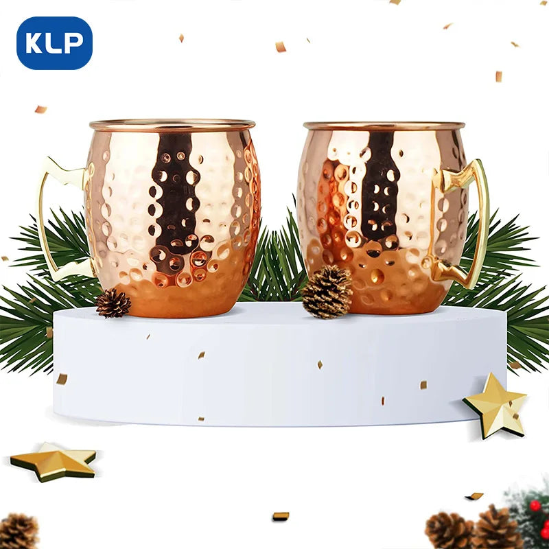 KLP Rose Gold Plated Stainless Steel Moscow Mule Mug - Bar Gift Set 2 and Set 4 Factory Direct (16.9 oz)