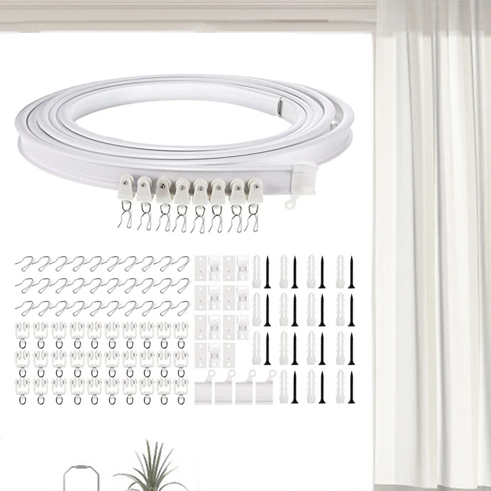 5M Curved Ceiling Curtain Track Flexible Curtain Track Rod Rail Modern Style Plastic Durable Portable Practical for Room Divider