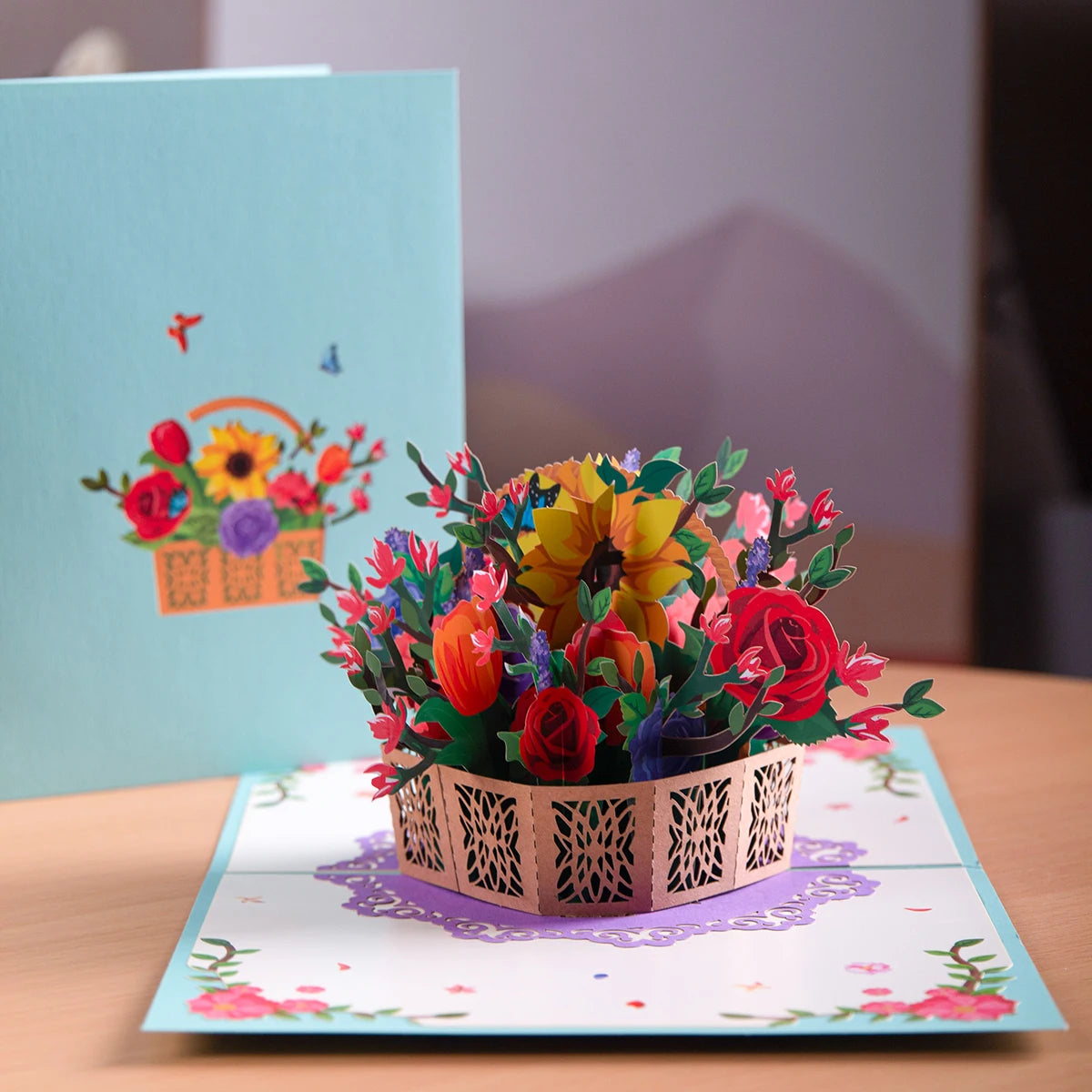 Pop-Up Flower Card Flora 3D Greeting Card for Birthday Mothers Father's Day Graduation Wedding Anniversary Get Well Sympathy