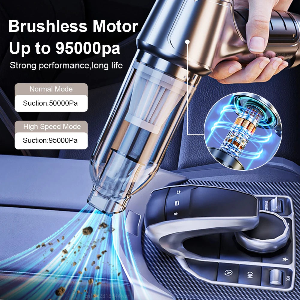 Car Vacuum Cleaner 95000PA Strong Suction Handheld Wireless Vacuum Cleaner Blower 2 in 1 Portable Vacuum Cleaner For Car Home