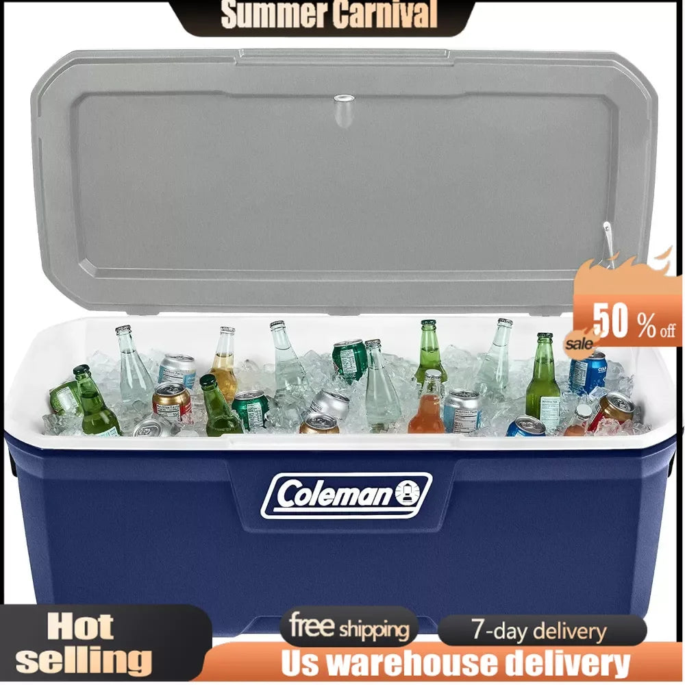 Insulated Portable Cooler with Heavy Duty Handles, Leak-Proof Outdoor Hard Cooler Keeps Ice for up to 5 Days, for Camping