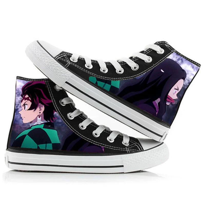 Anime Kimetsu No Yaiba Kamado Tanjirou Nezuko Cartoon Students High Help Cosplay Cos Casual Canvas Shoes