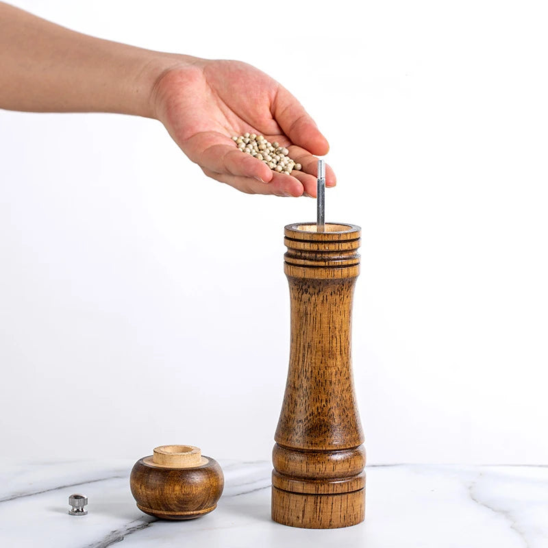 5/8/10 Inch Salt and Pepper Mills Solid Wood Spice Grain Grinder with Adjustable Ceramic Grinding Core Kitchen Tools Mills