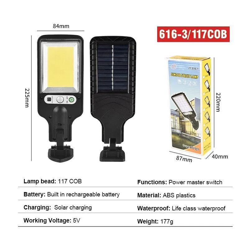 1/2/6pc Motion Sensor Solar Outdoor Lights Waterproof 117COB LED Security Wall Lights Street Lamps with 3 Mode Patio Garage Yard