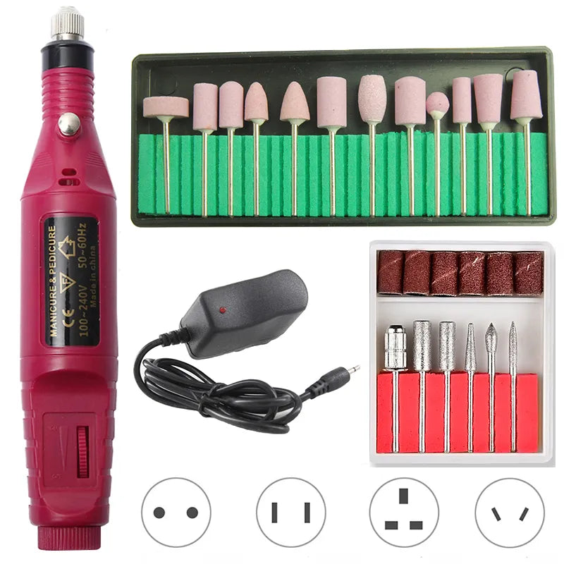 1 Set Professional Electric Nail Drill Machine Manicure Machine Pedicure Drill Set Ceramic Nail File Nail Drill Equipment Tools - RY MARKET PLACE