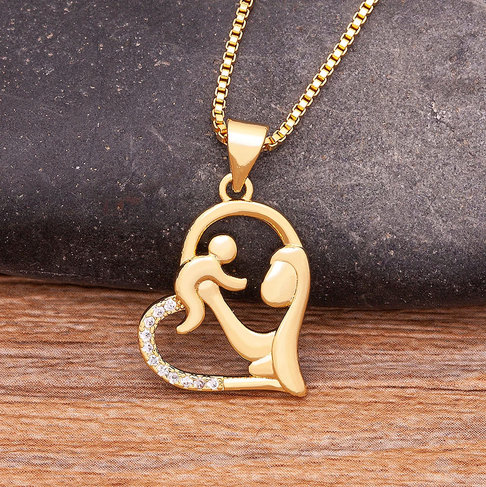 Nidin Classic Fashion Exquisite Mother's Day Gold Color Necklace Mom Letter Love Charms Pendant Chain Neck  Anniversary Jewelry