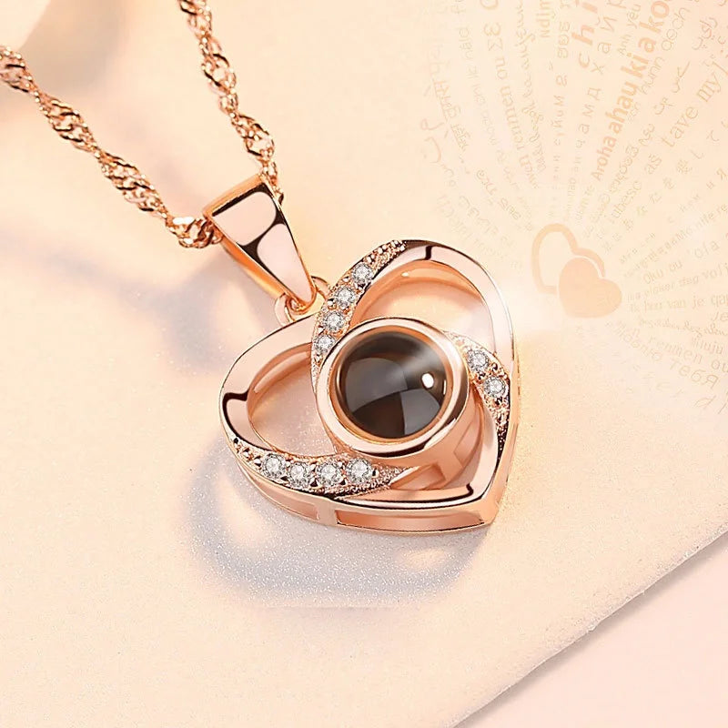 Custom Photo Projection Necklaces Personality Heart lovers Name Pet Picture Choker Necklace Jewelry Valentine Mother's Day Gift