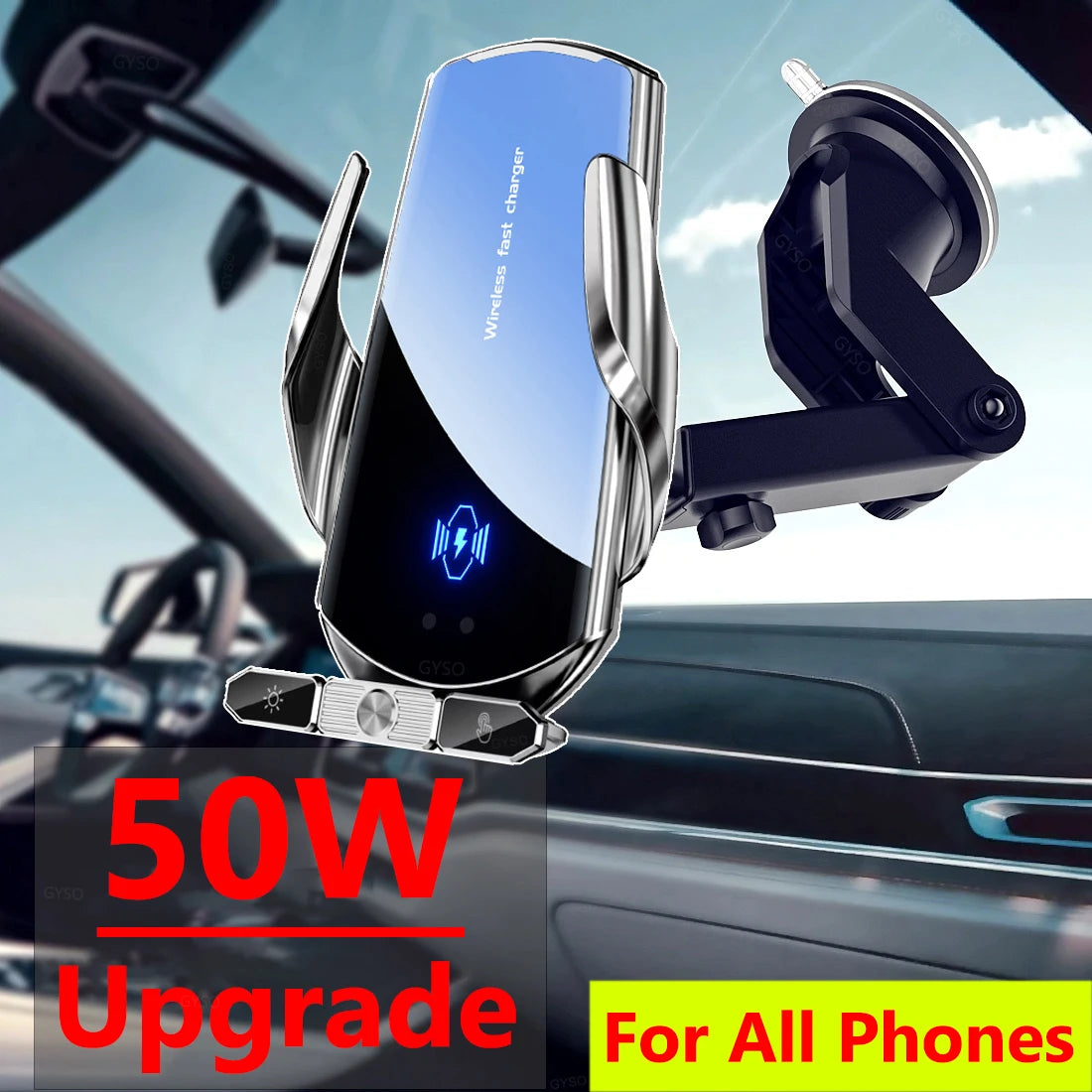 50W Wireless Charger Car Air Vent Stand Phone Holder Fast Charging Station For Samsung S22 S21 S20 S10 iPhone 12 13 14 Pro Max