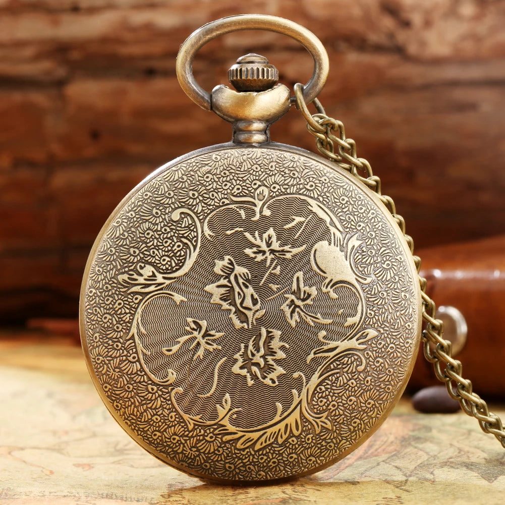 Antique Bronze Hollow DAD Design Quartz Pocket Watch Necklace Dad Pendant Chain Watch Birthday Father's Day Gifts for Father Men