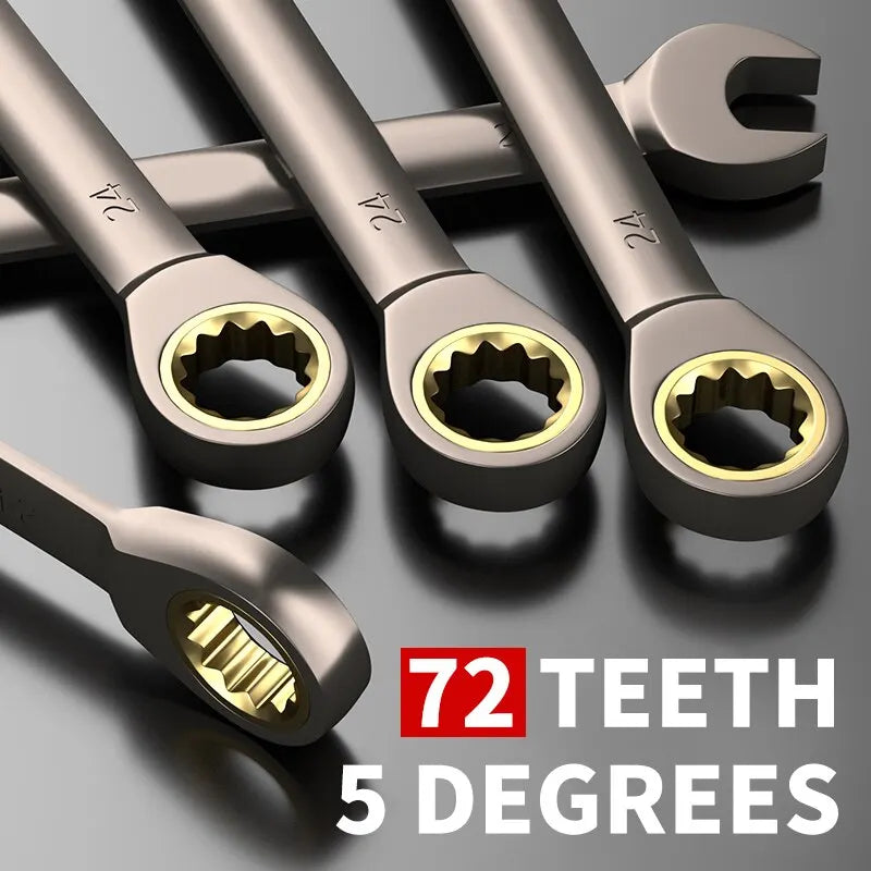 12pcs/6pcs Dual-use Ratchet Head Quick Wrench Set Hardware Tools 72 Teeth Wholesale 180 Degree Rotation