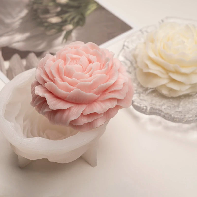 3D Peony Candle Silicone Mould DIY Carve Flower Soap Resin Plaster Mold Ice Chocolate Baking Tool Desk Decor Mother's Day Gifts