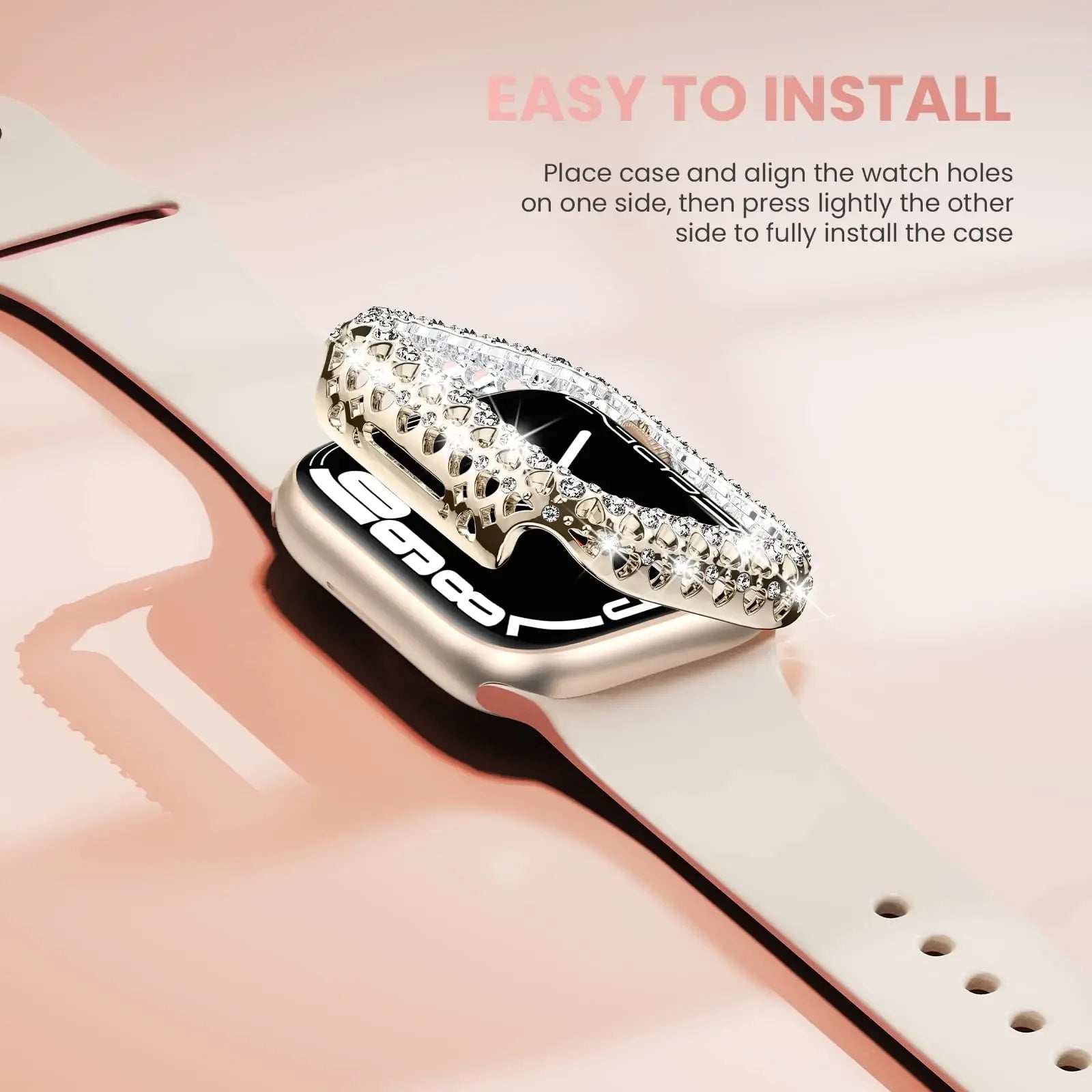 Bling Crystal Bumper Cover for Apple Watch Case 41mm 45mm Diamond PC Protective Hard PC Frame for IWatch Series 9 8 7 41mm 45 mm