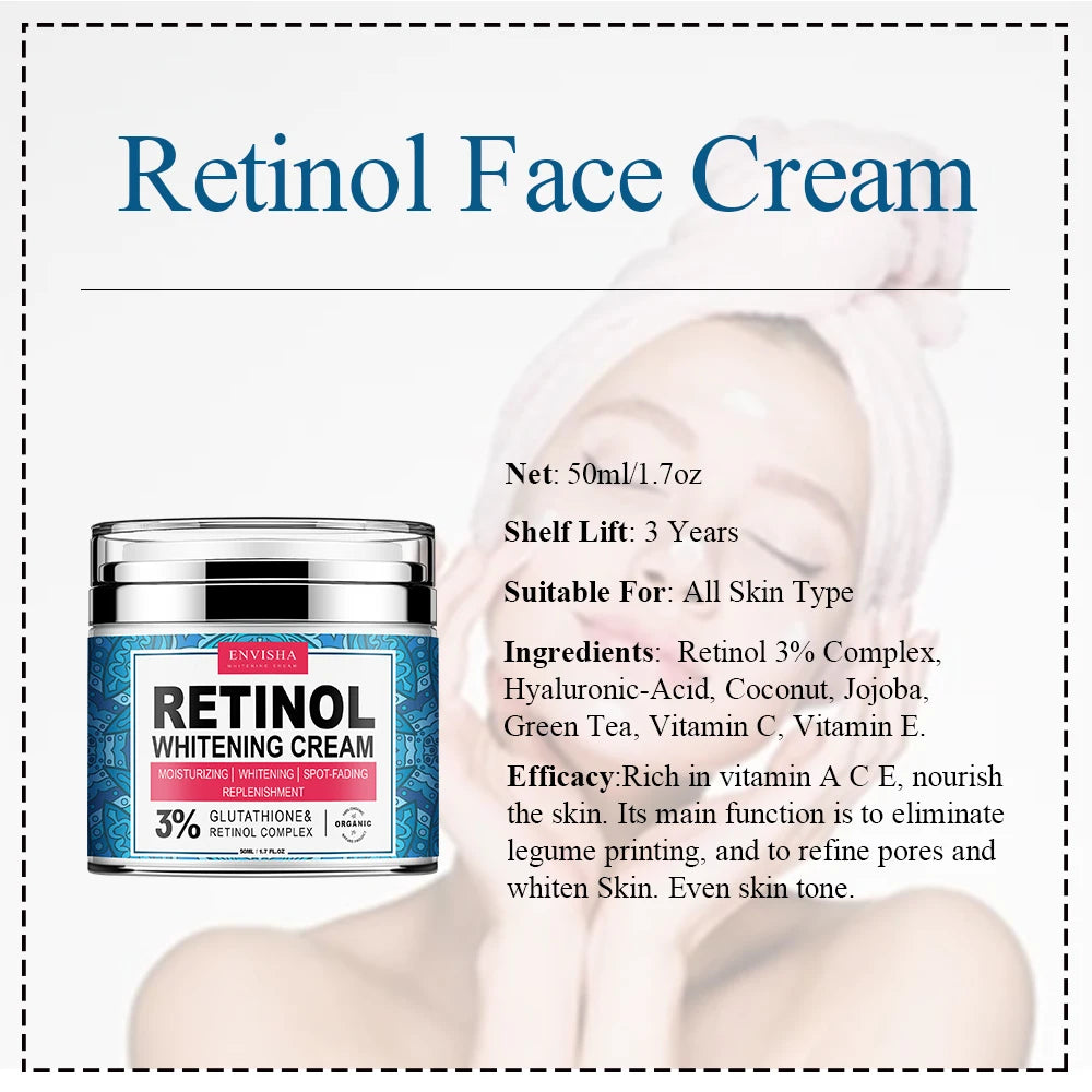 ENVISHA Neck Retinol Face Cream Vitamin Collagen Whitening Anti-Wrinkle Aging Moisturizer Skin Care Hyaluronic Acid Whitening