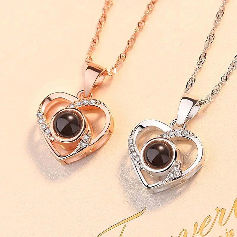 Custom Photo Projection Necklaces Personality Heart lovers Name Pet Picture Choker Necklace Jewelry Valentine Mother's Day Gift