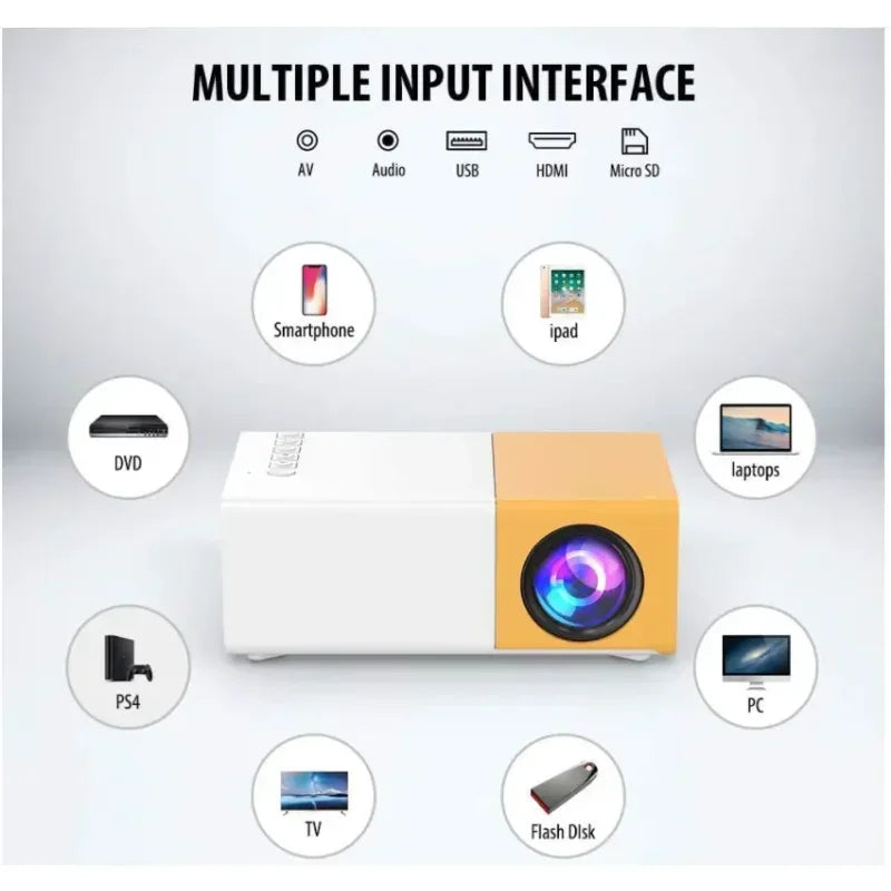 J9D Mini Led Projector J9D Kids Portable Pocket Support Mount 1080p 4K Mobile Phone Video Home Theater Projector