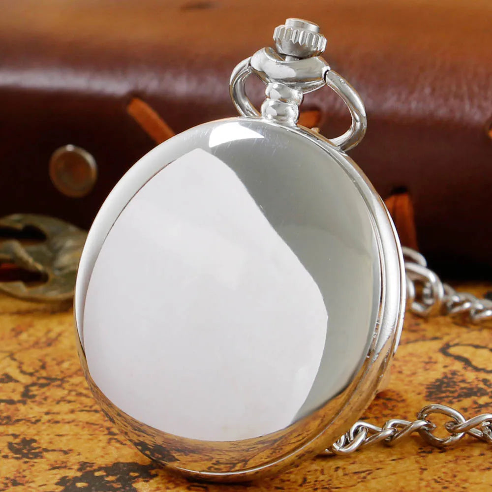 Father's Day Pocket Watch Gift Personalized Silver Quartz Dad Pocket Watch Male Best Gift