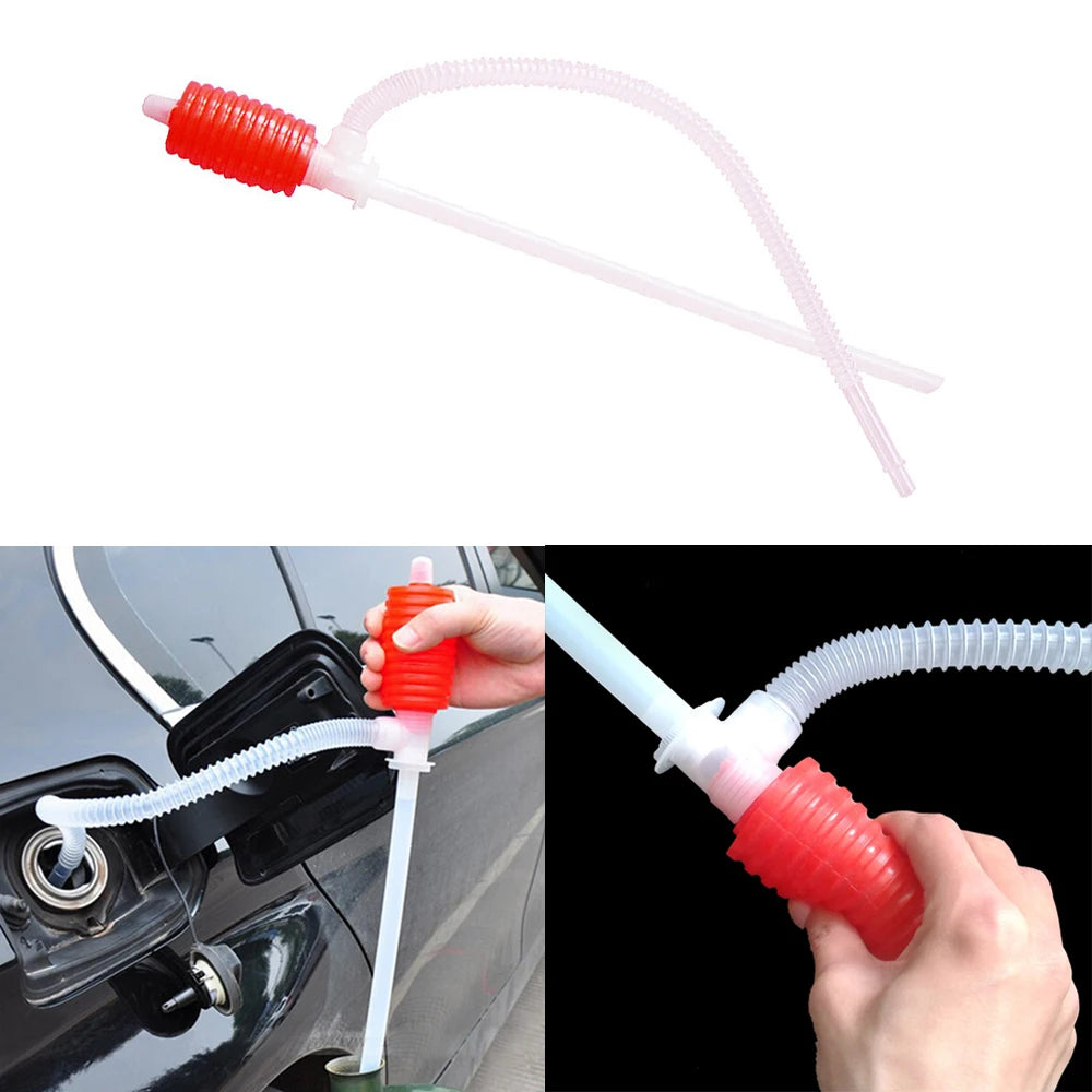 1Pc Universal Portable Car Manual Hand Siphon Pump Hose Gas Oil Liquid Syphon Transfer Pump Engine Parts Car Accessories