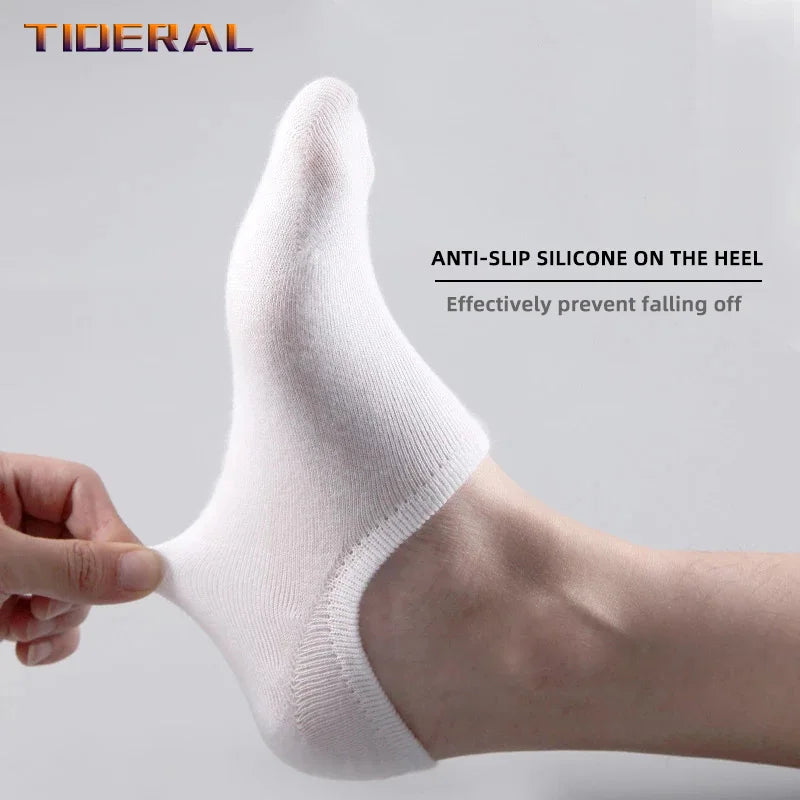 5 Pairs Men's Invisible Socks Slippers Cotton Silicone Non-slip Summer No-show Male Ankle Socks Casual Breathable Thin Boat Sock