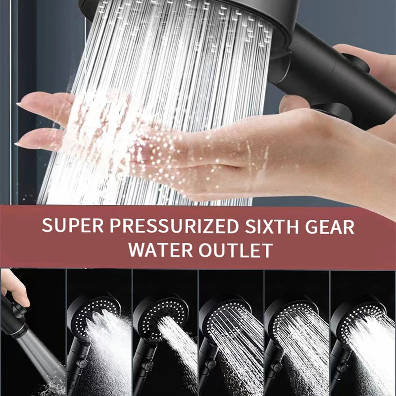 High Pressure Handheld Shower Shower Head with Hose Detachable Shower Head 6 Spray Settings Handheld Spray Nozzle Accessories