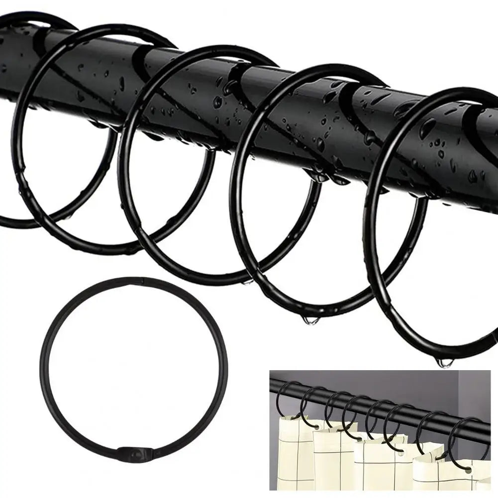 Bath Curtain Ring 12Pcs Useful Round Wrought Iron  Home Washroom Shower Curtain Ring Household Supplies