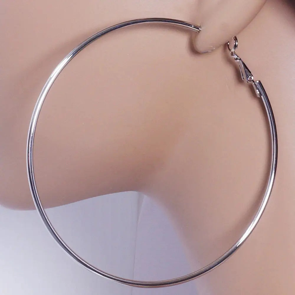 8/10mm Large Circle Hoop Earrings Silver Color for Women Round Big Circle Earrings Hoops Ear Rings Party Club Jewelry Gifts