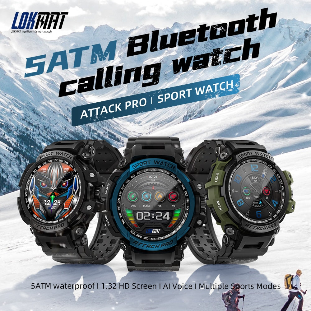 LOKMAT ATTACK Pro Sport Smart Watch Fitness Tracker Waterproof Smartwatches Touch Screen Heart Rate Monitor for Android Phone - RY MARKET PLACE