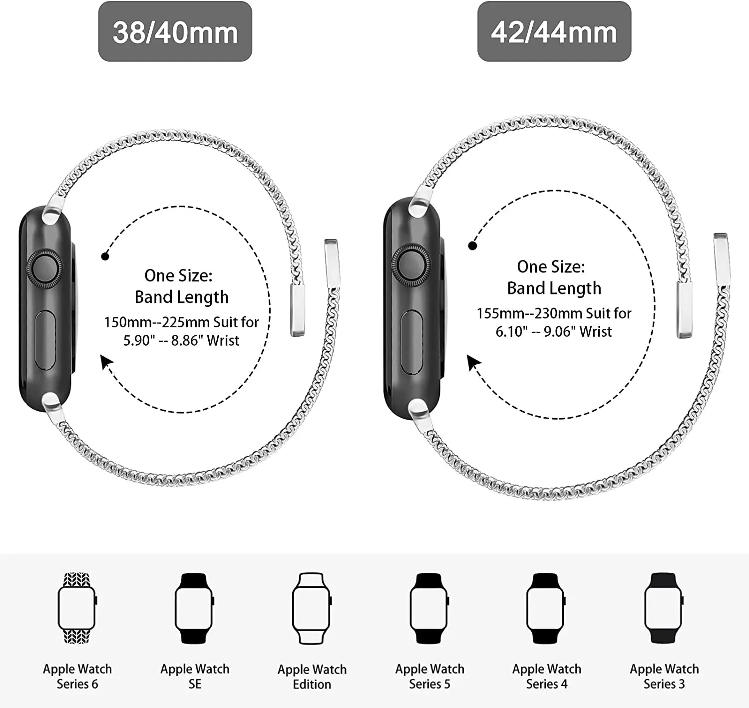 Milanese Loop For Apple Watch Band 44mm 40mm 45mm 41mm 38mm 42mm 49mm 45 mm belt bracelet iWatch series 7 se 3 5 6 Ultra 8 Strap