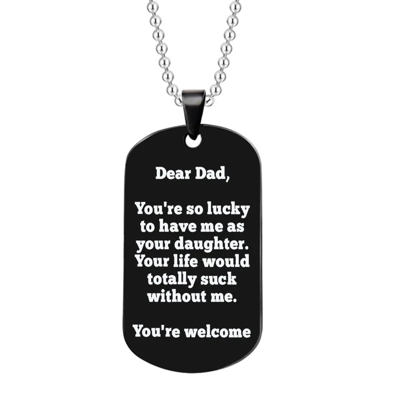 Daddy You Are My Favourite Super Hero Metal Tag Necklace For Dad Men Inspirational Stainless Steel Necklace Father's Day Gift