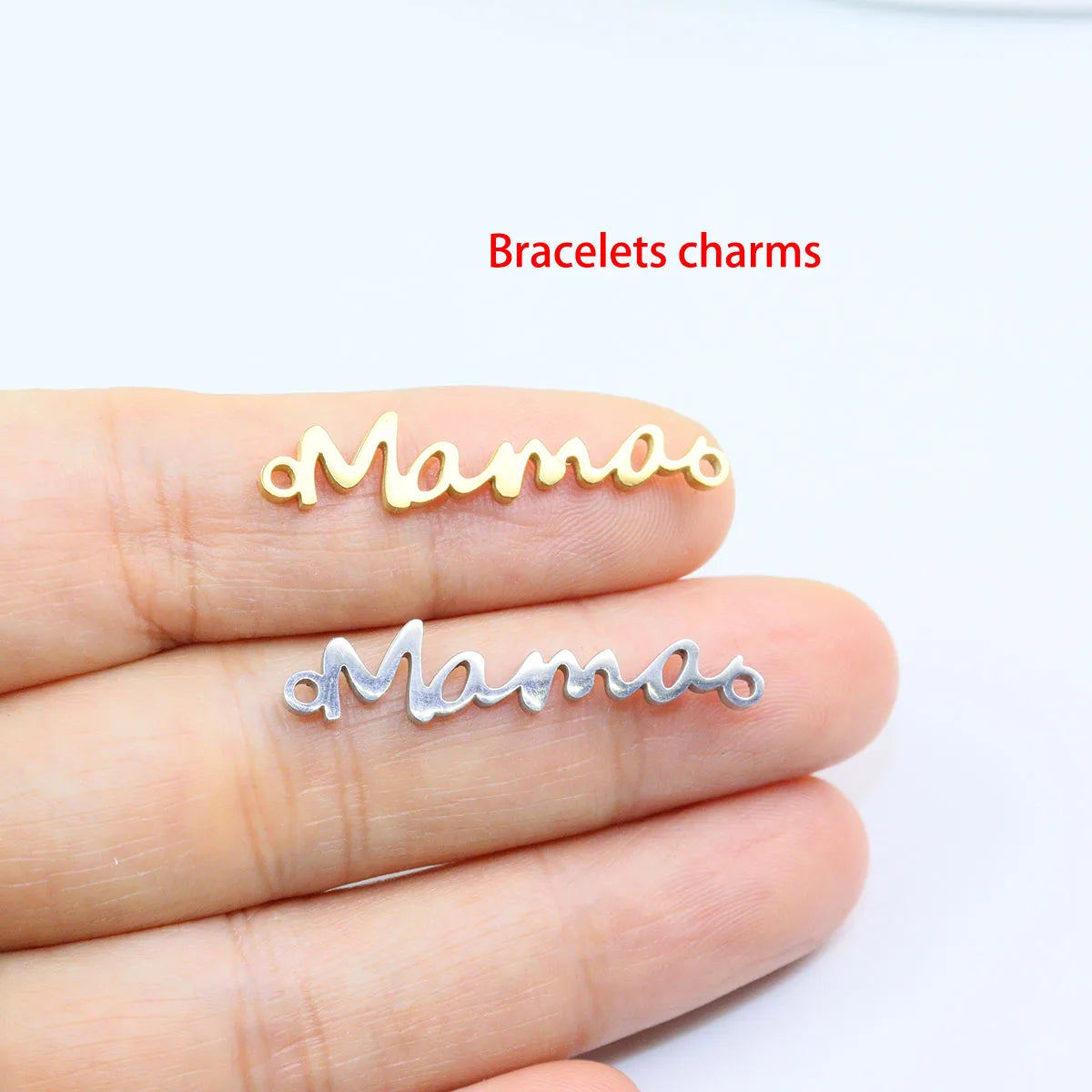 10pcs Wholesale Stainless Steel Mirro PolishAnti-allergy Mother's Day Mama Gift Charms Connector DIY Necklace Bracelets Unfading